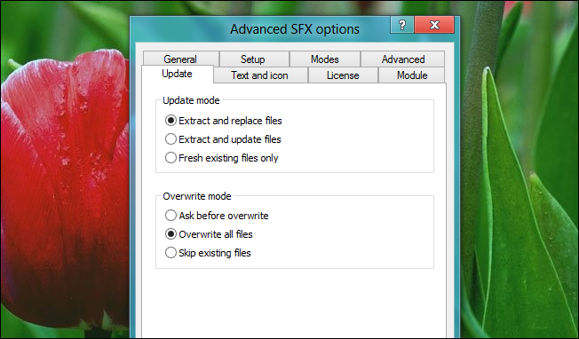 Вкладка Update: режим перезаписи всех файлов