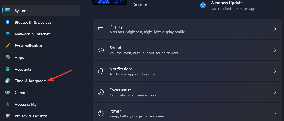 Раздел Время и язык в настройках Windows
