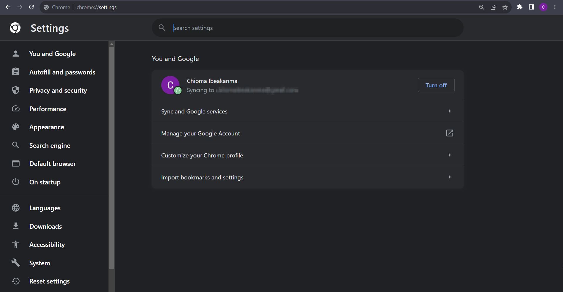 меню настроек Google Chrome
