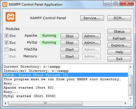 Запуск Apache и MySQL