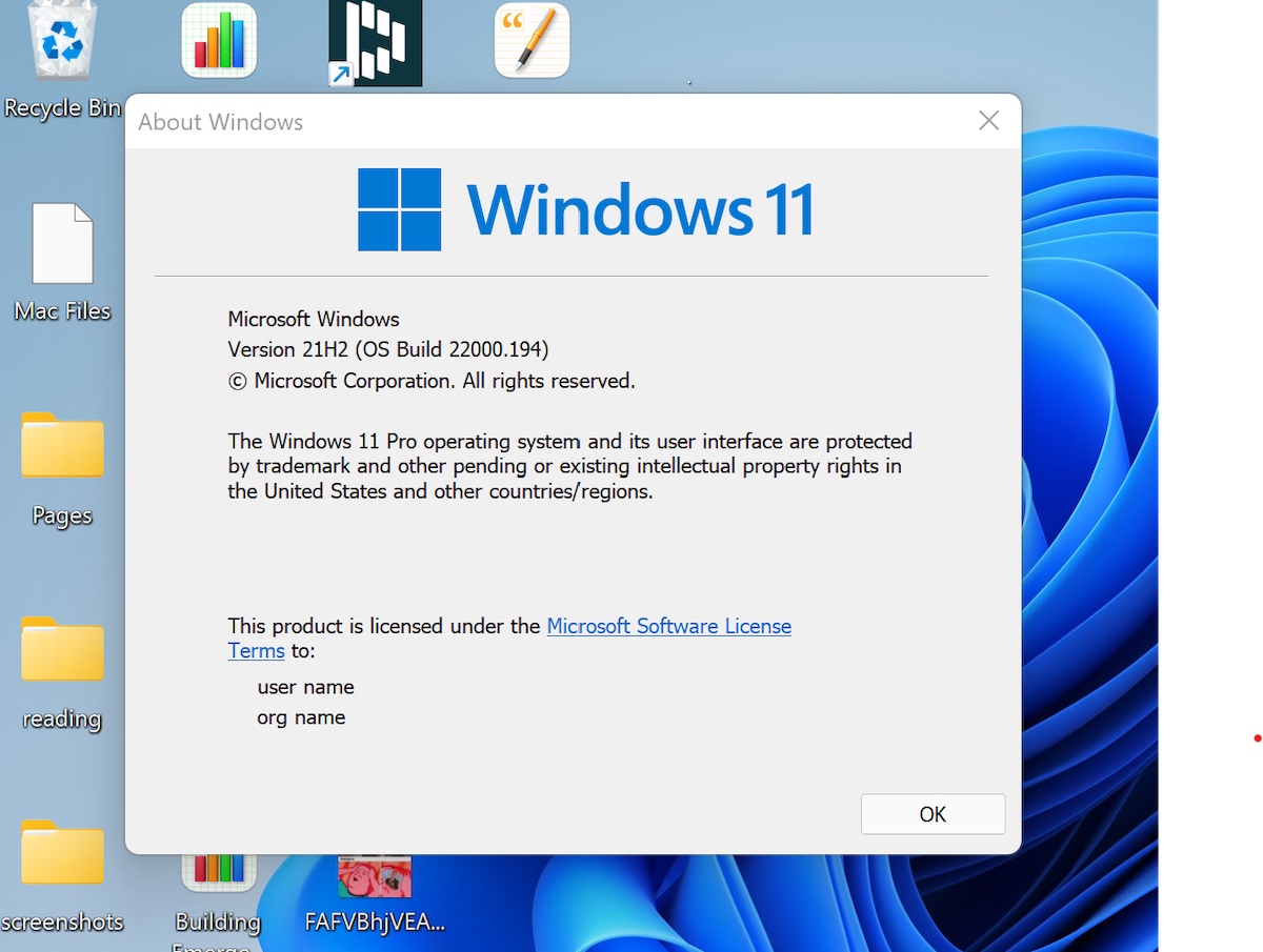 Окно «О Windows» с информацией о версии