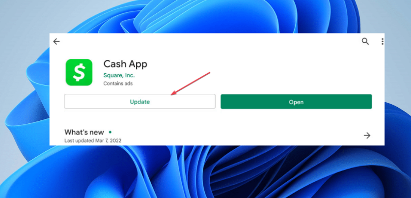 Кнопка обновления в магазине приложений