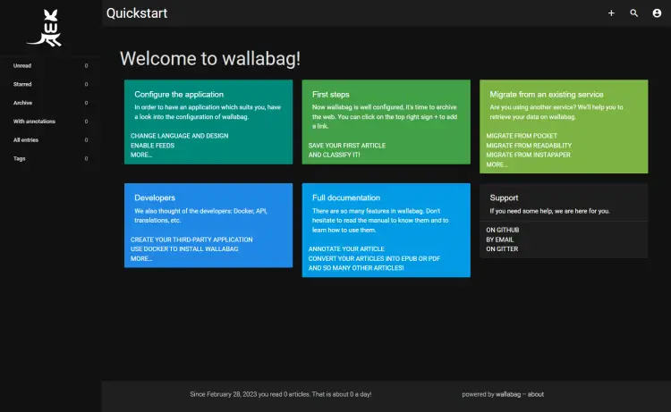 Панель Wallabag