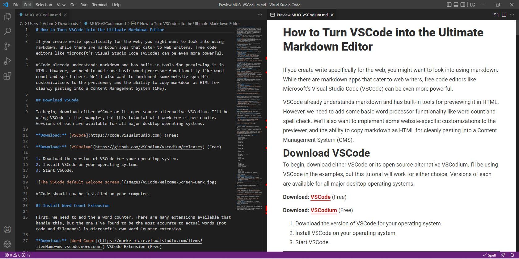 Предпросмотр Markdown, стилизованный под внешний вид статьи.