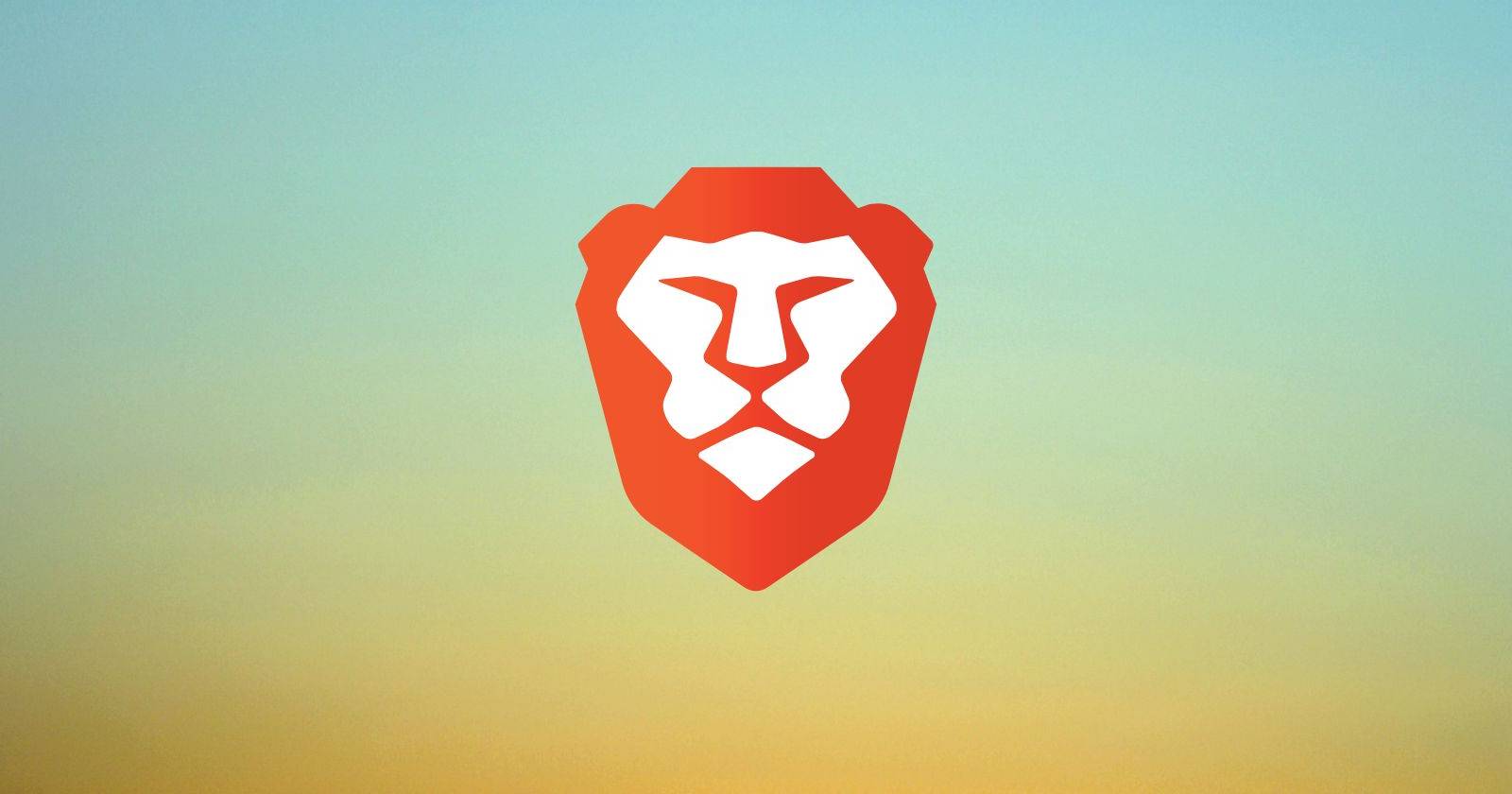Логотип браузера Brave на цветном фоне, напоминающем закат