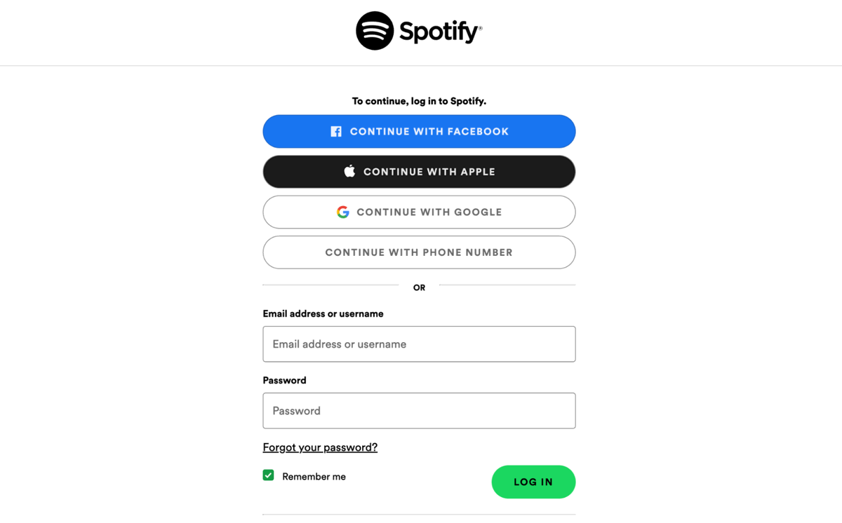 Вход в аккаунт Spotify для управления сессиями