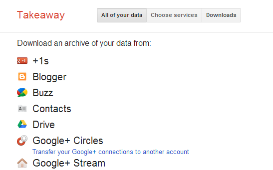 Процесс создания архива в Google Takeout