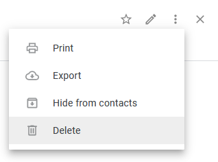 Удаление контакта в Google Contacts