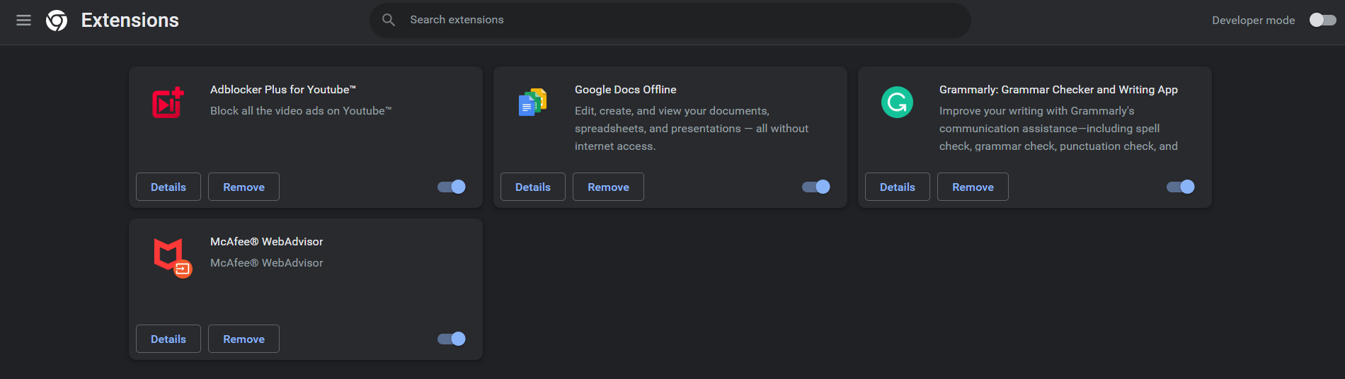 Отключение расширений в Chrome