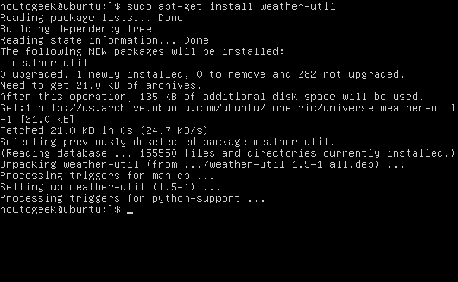 Установка weather-util через apt