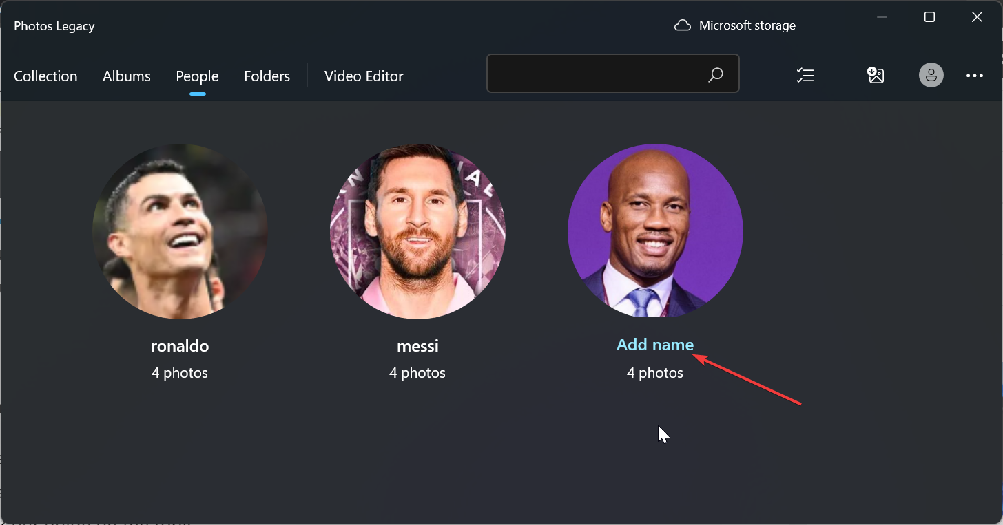 Опция Добавить имя для группы лиц