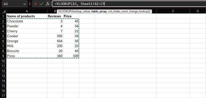Выбор table_array на родительском листе для VLOOKUP