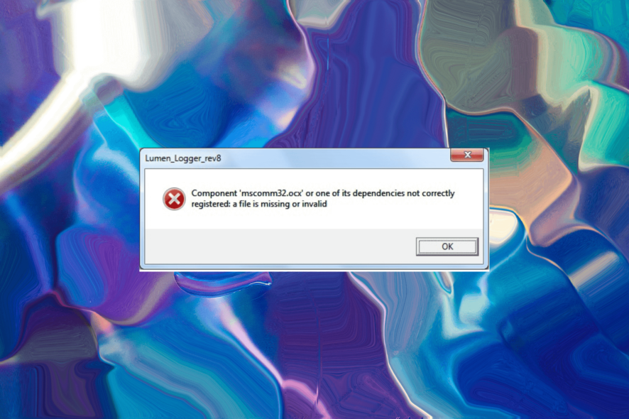 Riparare mscomm32.ocx mancante in Windows