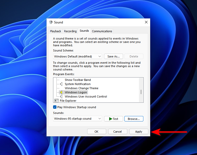 Применение нового звука запуска