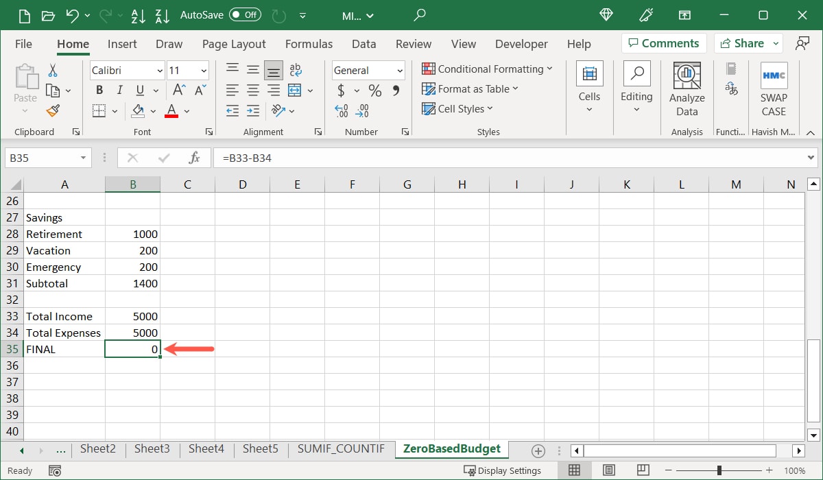 Баланс бюджета равен нулю — правильная настройка