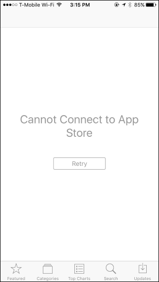 Сообщение об ошибке в Safari при отсутствии доступа к серверу