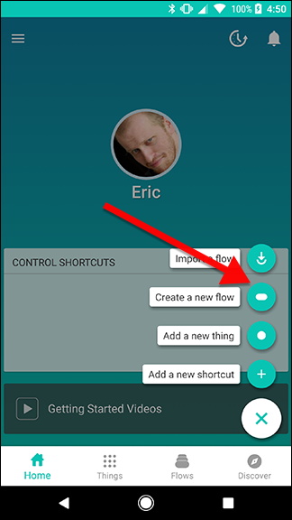 Экран выбора при создании второго Flow