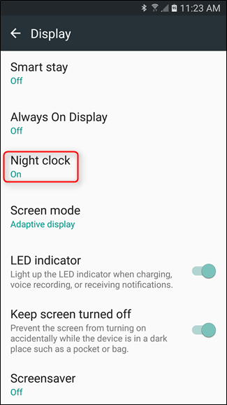 Настройки Night Clock — включение и расписание