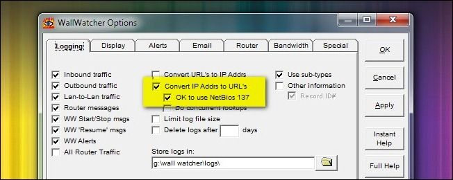 Конвертация IP в URL в WallWatcher, показ журнала с локальными IP и доменами