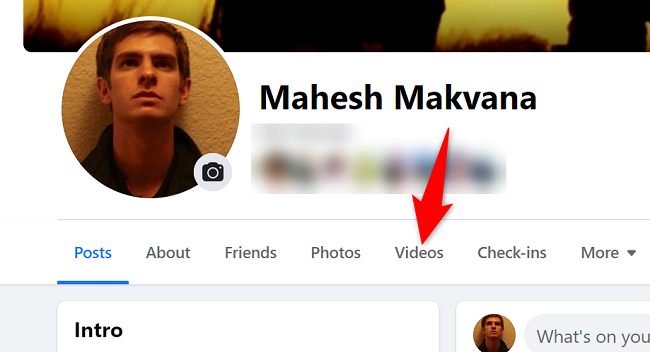 Вкладка «Видео» в профиле Facebook на компьютере
