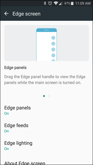 Скриншот: меню Edge panels