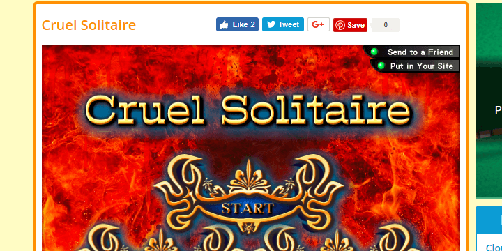 Онлайн-версия Novel Games Cruel Solitaire — экран игры в браузере