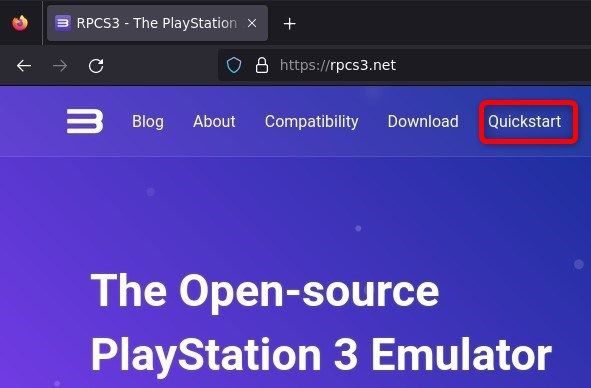 Перейдите на RPCS3 Quickstart и нажмите кнопку загрузки прошивки PS3