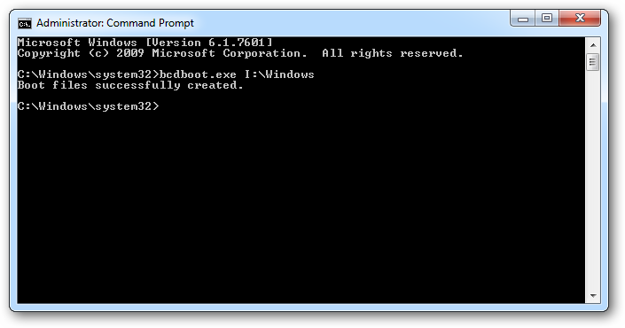 Запуск bcdboot для добавления новой записи загрузчика
