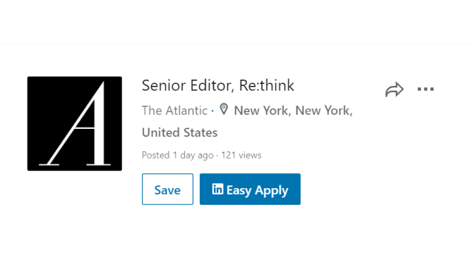 Список вакансий LinkedIn с пометкой Easy Apply