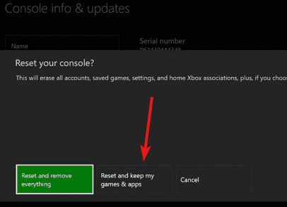 Опция 'Reset and keep my games & apps' на Xbox