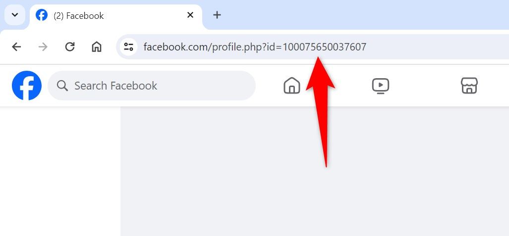 Ссылка на профиль Facebook в адресной строке браузера