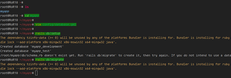 Скриншот создания проекта Rails