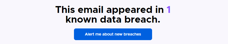 Сообщение Firefox Monitor о найденных утечках для адреса