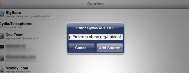 Cydia — добавление URL репозитория XBMC