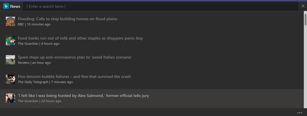 Вызов приложений через строку поиска Microsoft Teams