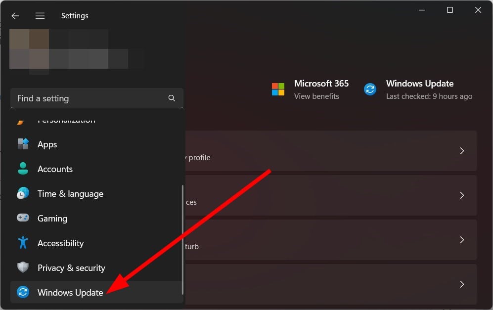 Параметры Windows Update в Settings