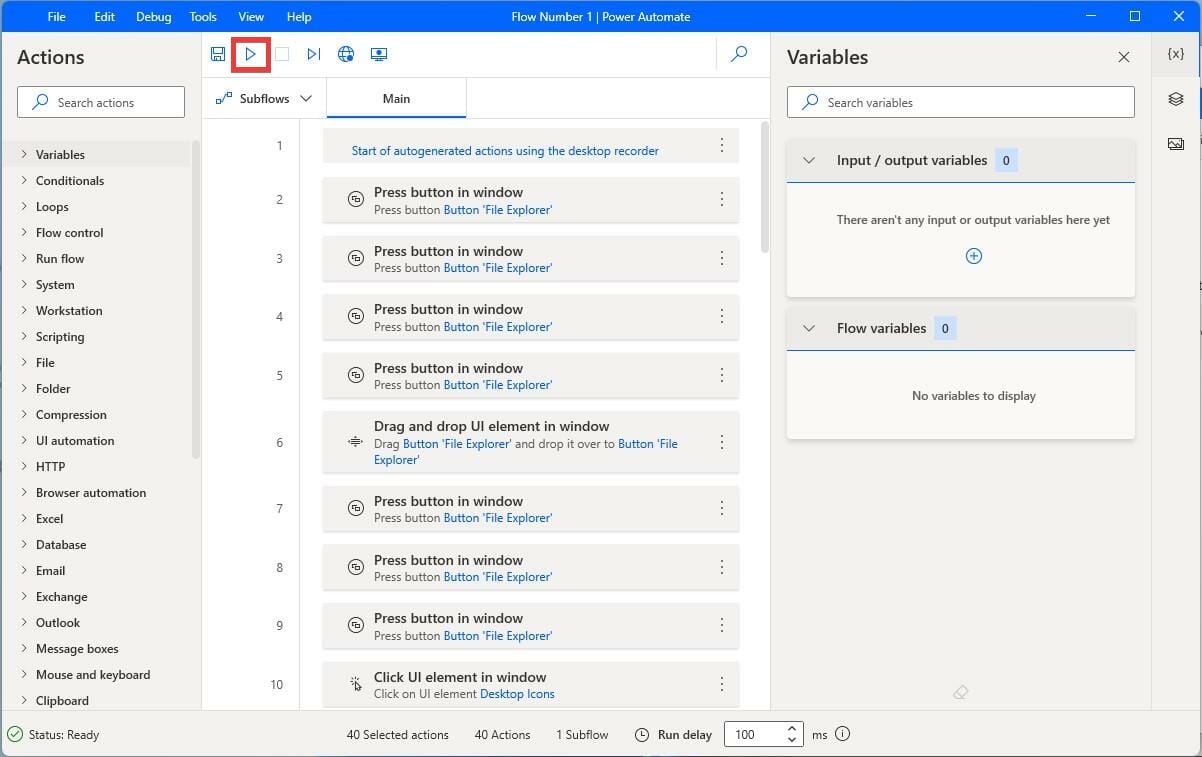 Кнопка запуска потока