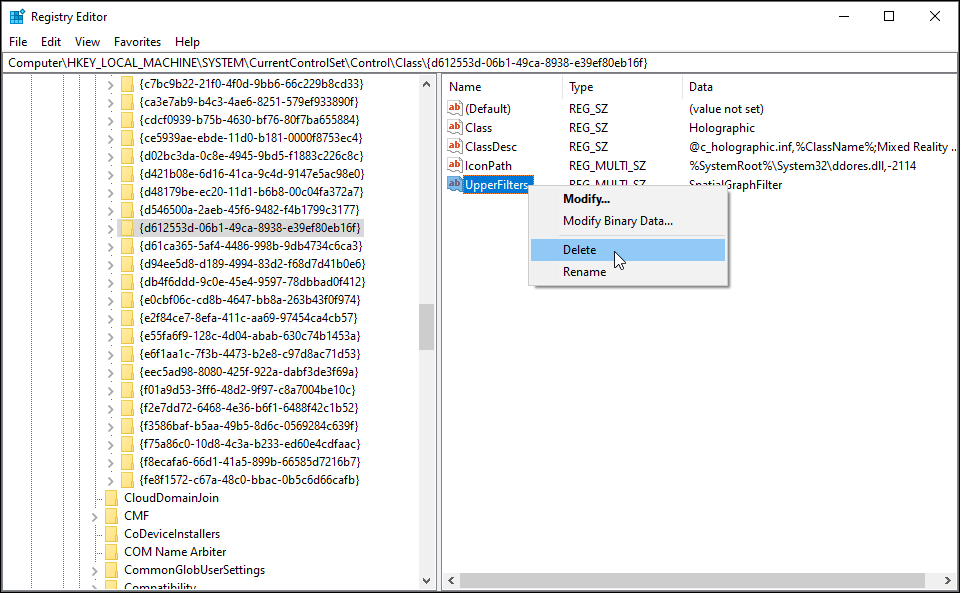 Удаление UpperFilters и LowerFilters