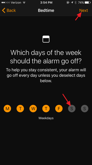 Выбор количества часов сна