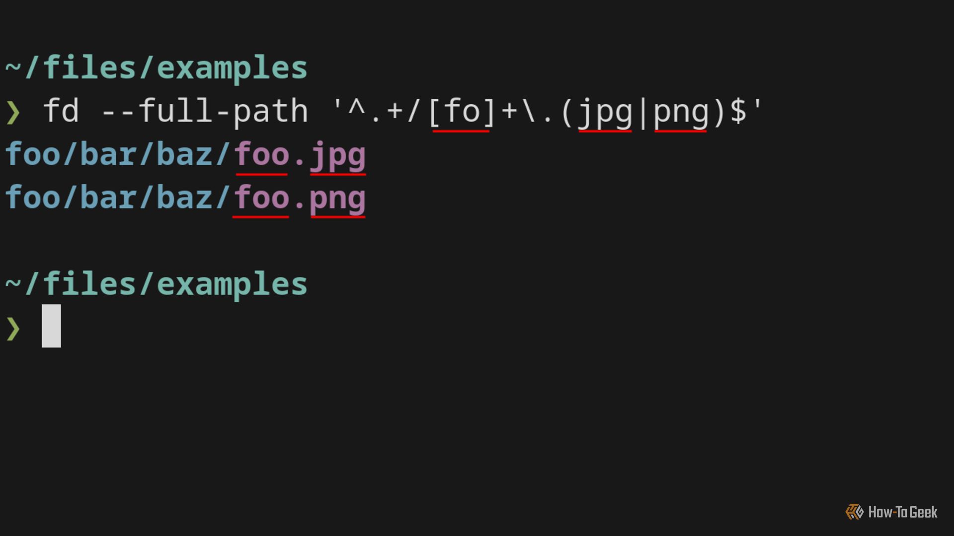 Терминал с командой fd и результатами поиска.