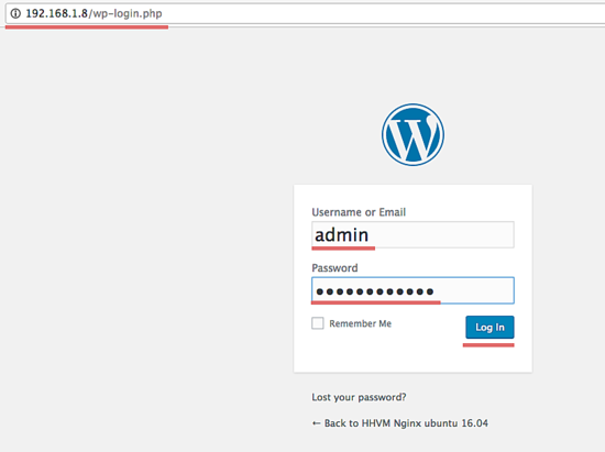 Страница входа в WordPress