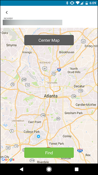 Карта с последним известным местоположением Tile на экране приложения