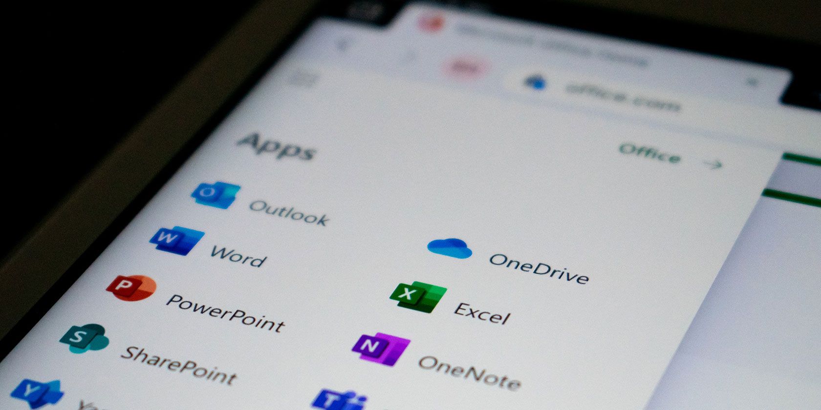 Крупный план значков приложений Microsoft Office