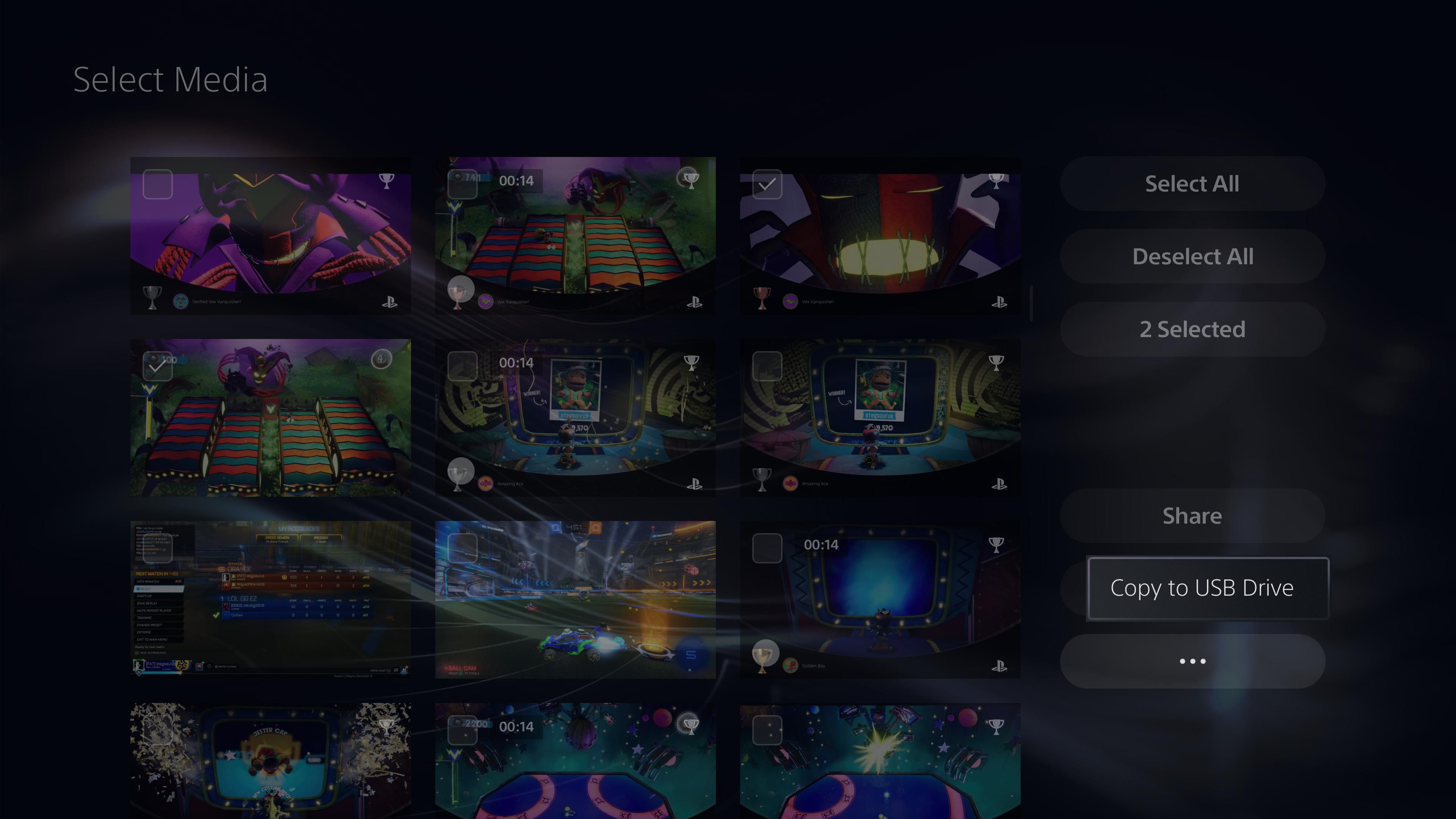 Копирование захватов на USB‑накопитель