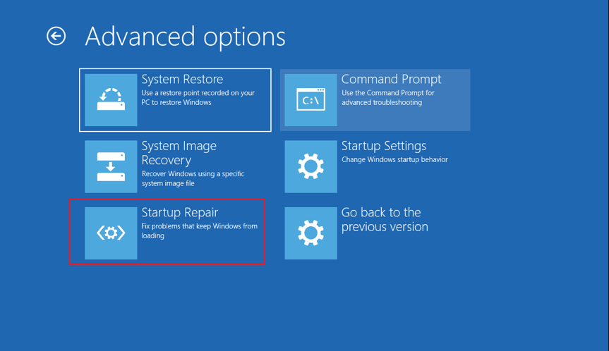 Выбор Startup Repair