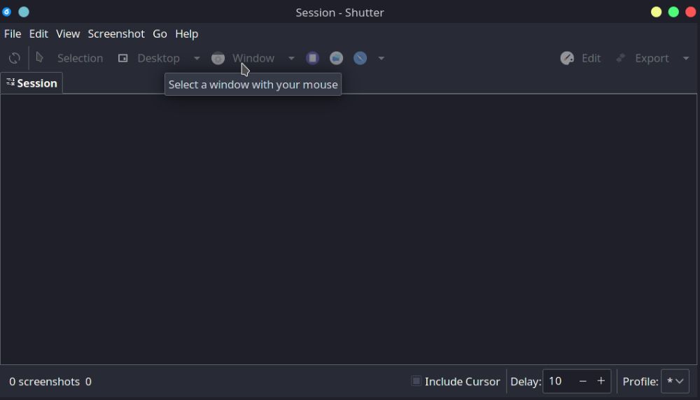 Интерфейс Shutter в Arch Linux