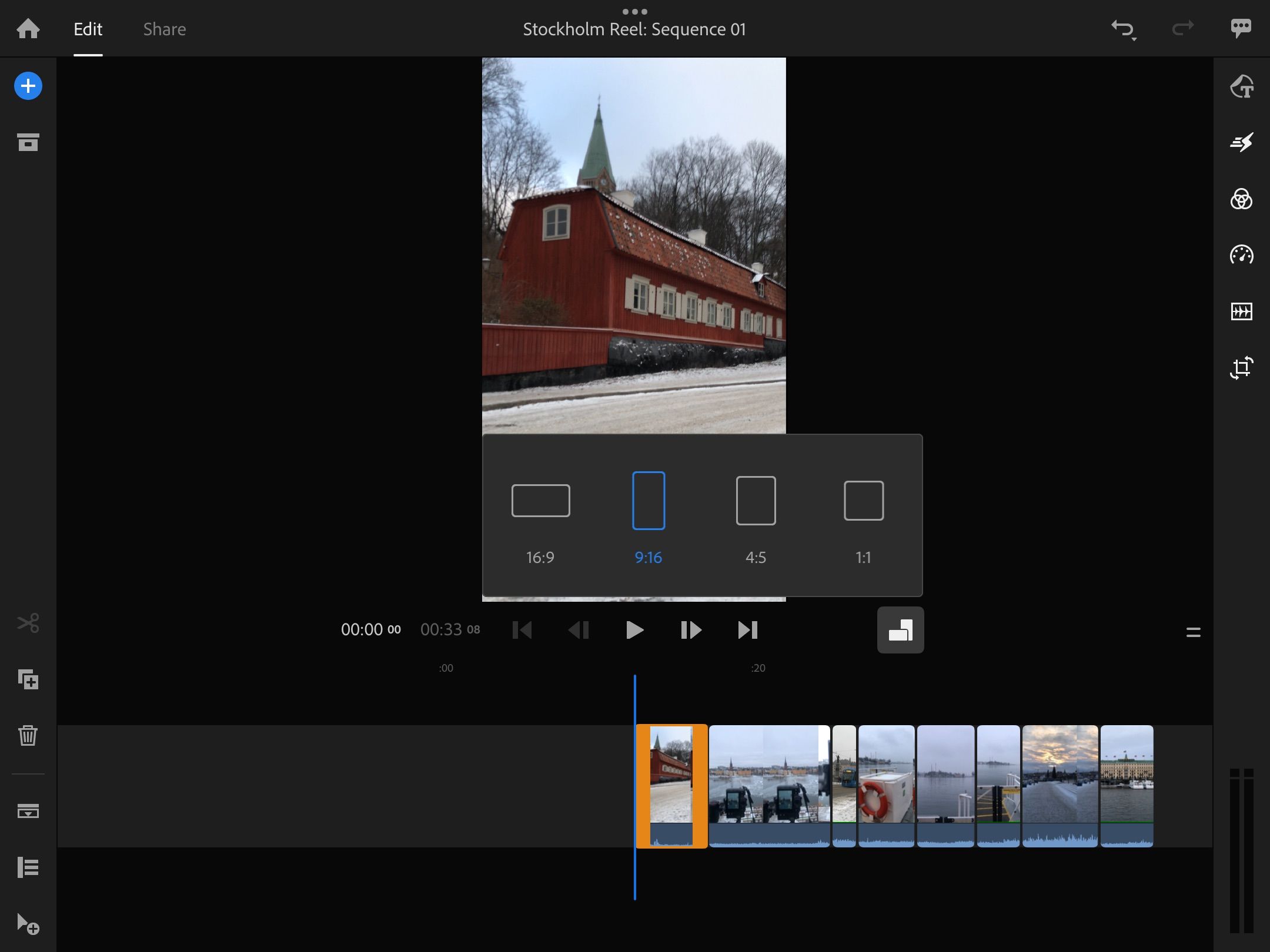 Смена формата в Premiere Rush