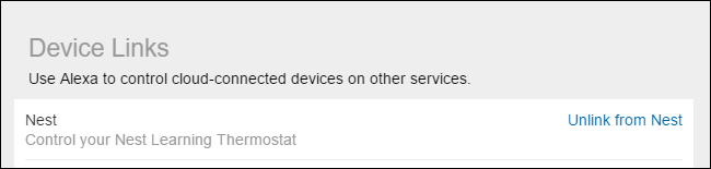 Статус привязки Nest в Alexa