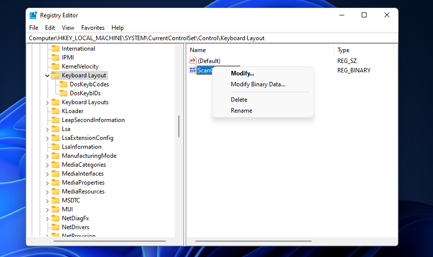 Опция удаления бинарного значения в редакторе реестра