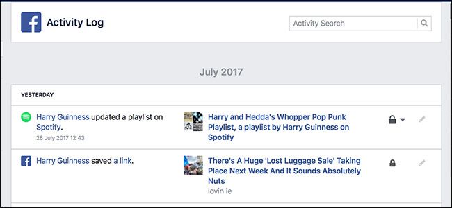 Журнал активности Facebook: просмотр и управление